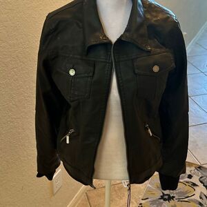 Made By Johnny Size S Thrashed Faux Leather Jacket Black Grunge Cosplay Costume